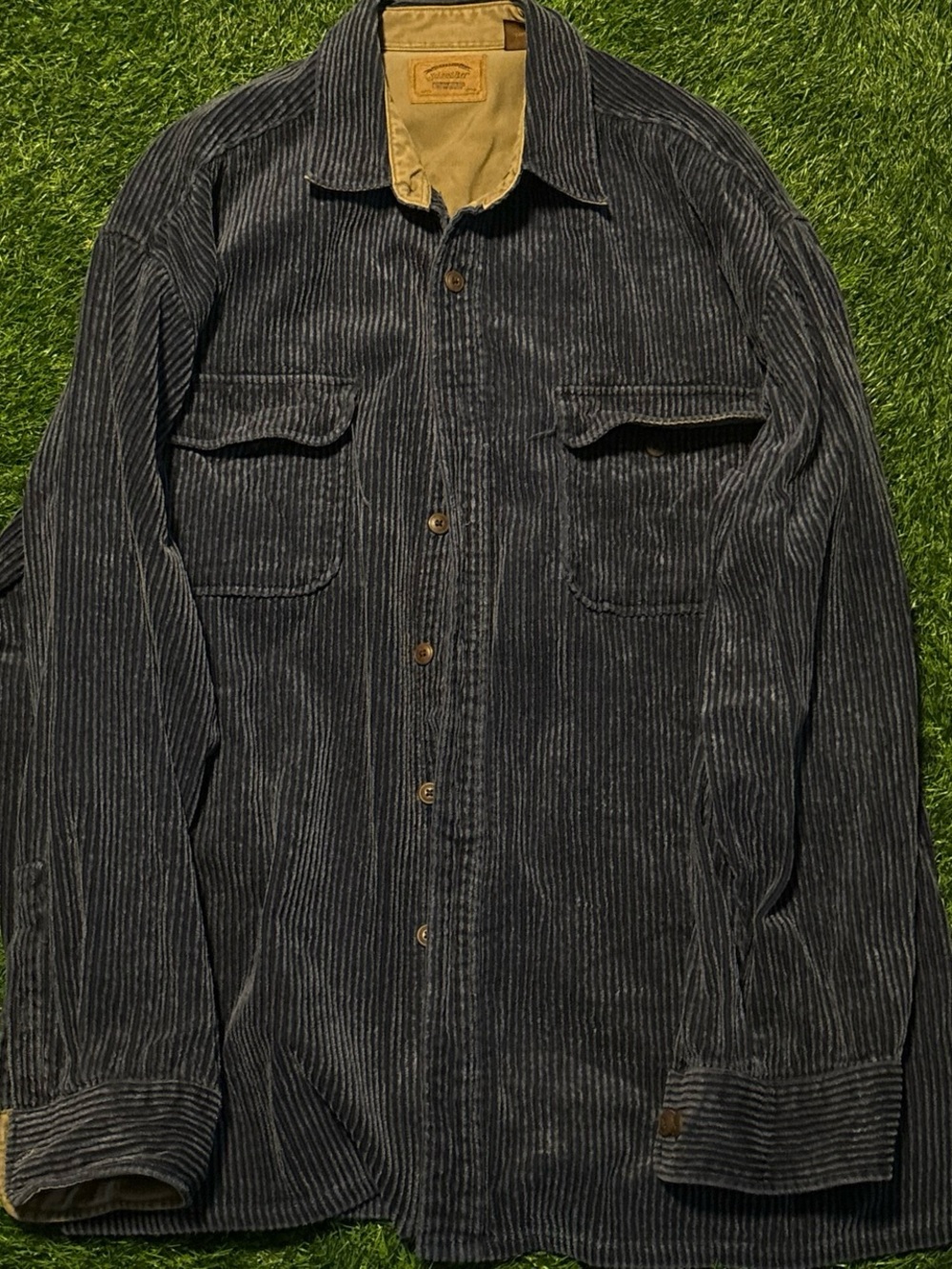 St.Johns Bay Corduroy Button-Up Shirt Jacket - Blue Large
